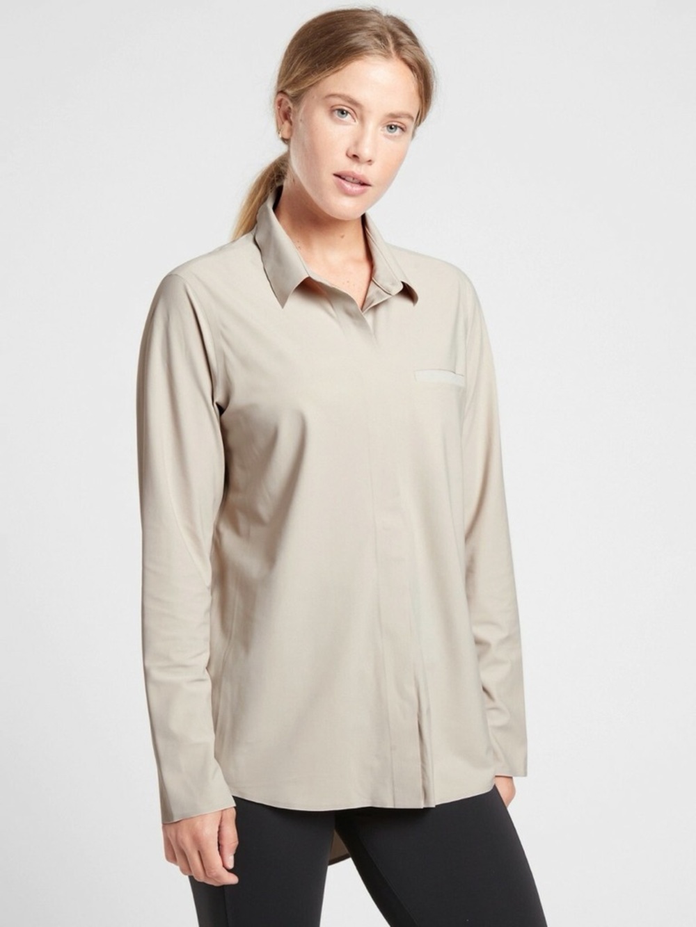 Athleta Urbanite Taupe Long Sleeve Top - NWOT - Size Medium